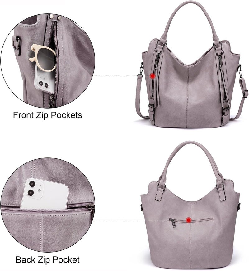 Realer Tote Bag for Women PU Leather Shoulder Bags Fashion Hobo Bags Large Purse and Handbags with Adjustable Shoulder Strap - Image 3